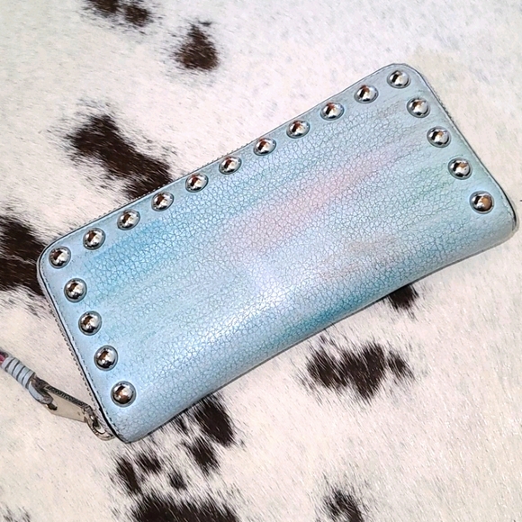 Rebecca Minkoff blue unicorn studded wallet - Picture 1 of 6